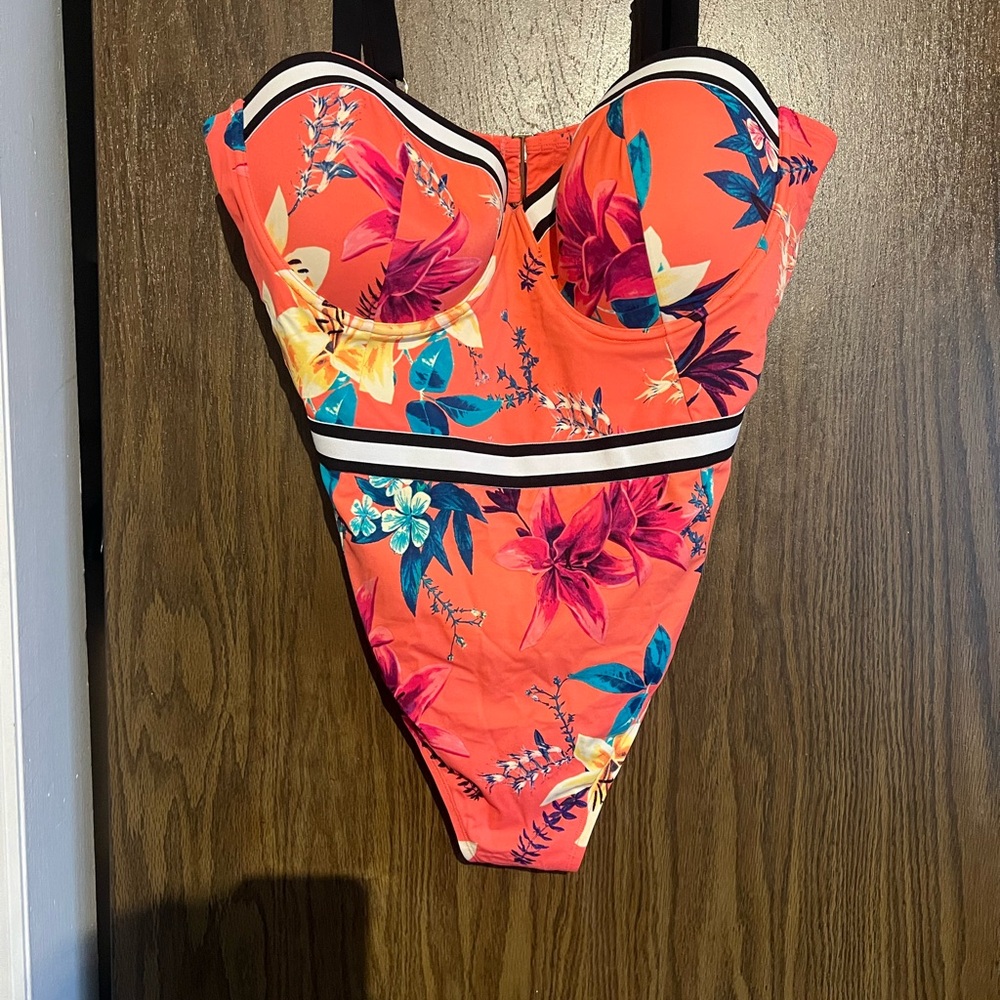 Floral Orange One-Piece Swimsuit